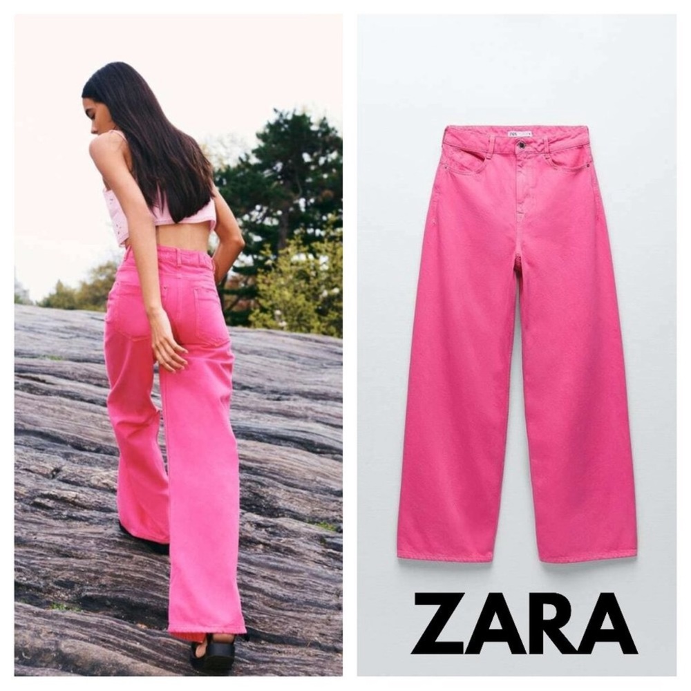 Zara straight pink pants size USA 4 nwt